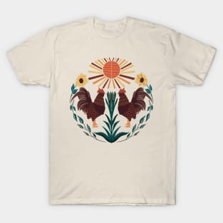 Folk Art Rooster Design T-Shirt